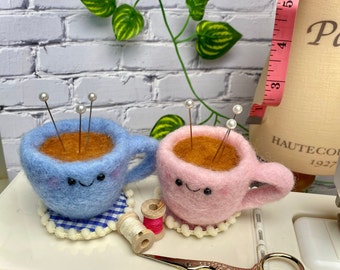 Coffee Cup Pincushion | Cup Pincushion | Felt Coffee | Needle Felt Coffee | Felt Cup | Handmade Cup (Needle Felted)