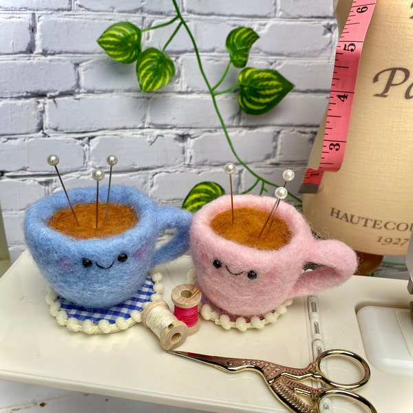 Coffee Cup Pincushion | Cup Pincushion | Felt Coffee | Needle Felt Coffee | Felt Cup | Handmade Cup (Needle Felted)