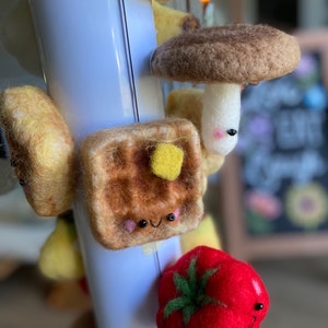 Yummy Waffle Fridge Magnet Kitchen Magnet Felt Waffle Belgium Waffle Magnet Kitchen Deco Office Magnet Needle Felted image 5