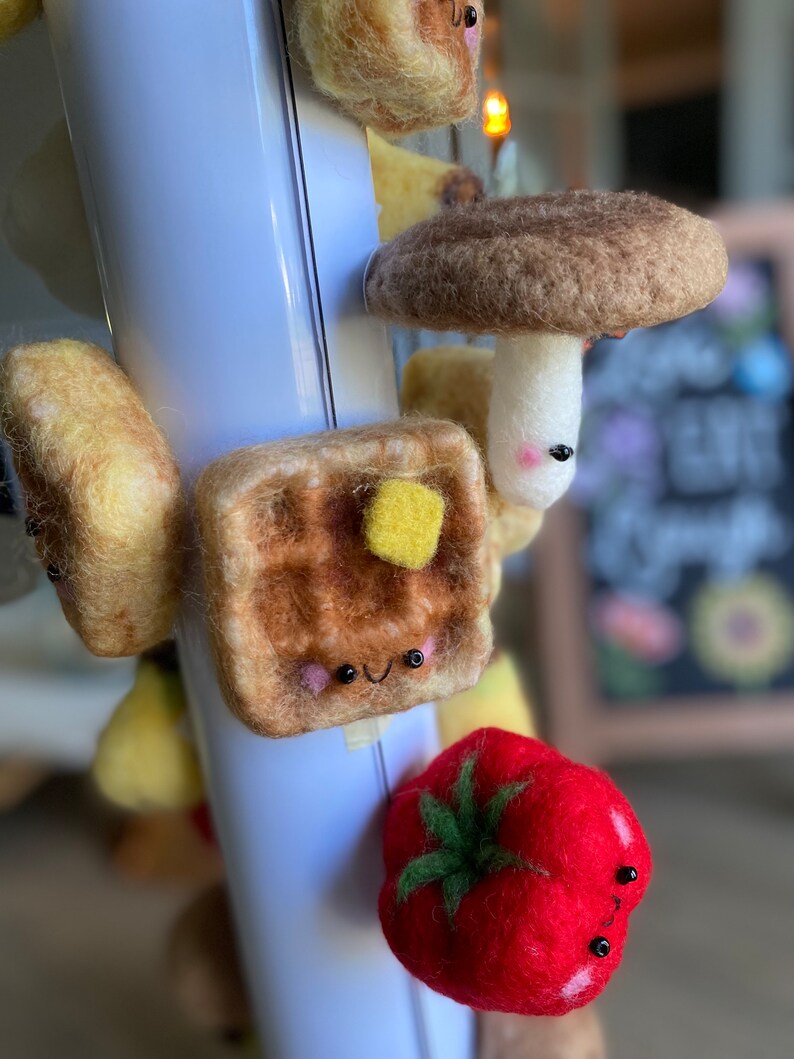 Yummy Waffle Fridge Magnet Kitchen Magnet Felt Waffle Belgium Waffle Magnet Kitchen Deco Office Magnet Needle Felted image 5