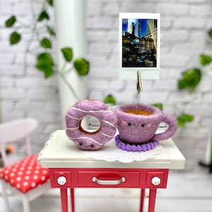 Gift Set of Donut Magnet Coffee photo holder | magnet photo stand | mini photo display | polaroid and Instax photo holder | Holiday Gift