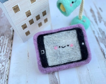 Home office decoration | Kawaii deco | mini iPad iPhone | Felt decor | Felt Wool lamp | baby prop | office Deco |(Needle Felted)