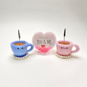 Needle felted Coffee cup photo holder | photo stand | mini photo display | polaroid Instax photo holder | mini Fujifilm instax photo frame