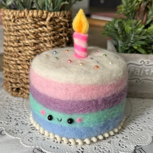 Cute Home Deco rainbow layered Cake | sewing pin pincushin | cute pincushion | felted pincushion | needle felted pincushion decor