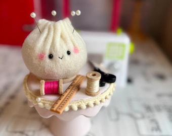 Xiao Long Bao Pincushion | sewing pin pincushin | cute pincushion | felted pincushion | needle felted Asian Food pin cushion
