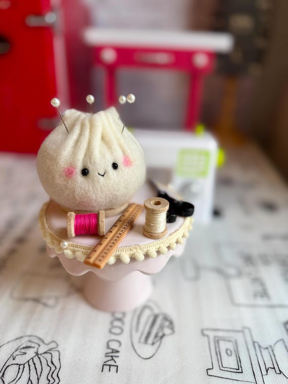 Xiao Long Bao Pincushion | sewing pin pincushin | cute pincushion | felted pincushion | needle felted Asian Food pin cushion
