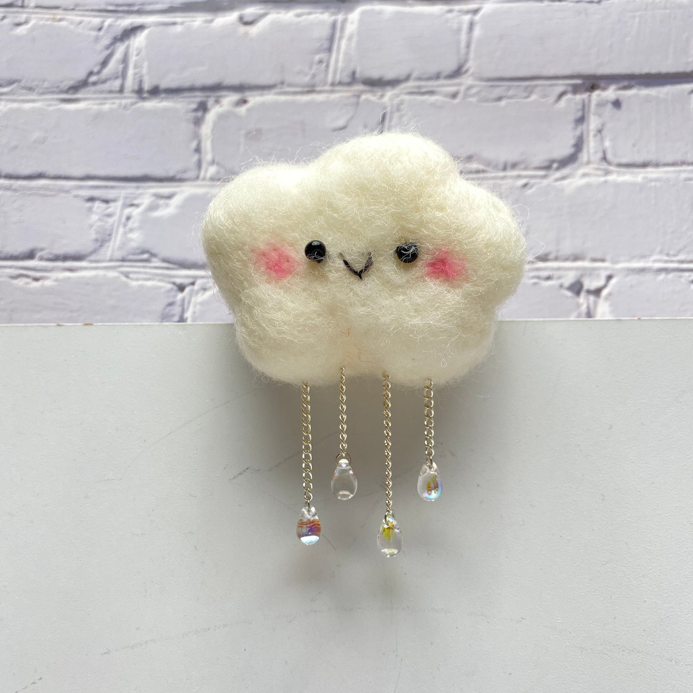 Smiling Cloud Fridge Magnet | Kitchen Magnet | cloud rain drop | cloud Magnet | Kitchen Deco | Office Magnet (Needle Felted)