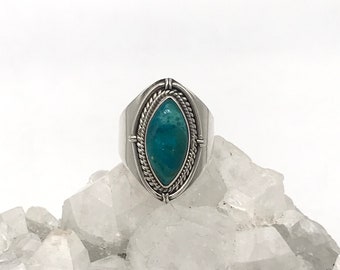 Genuine Peruvian Blue Opal  Ring, Size 7