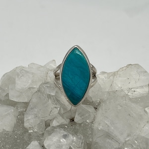 Genuine Peruvian Blue Opal  Ring, Size 5 1/2
