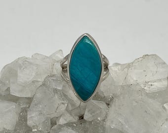 Genuine Peruvian Blue Opal  Ring, Size 5 1/2