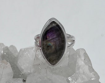 Purple Labradorite Ring, Size 5 1/2