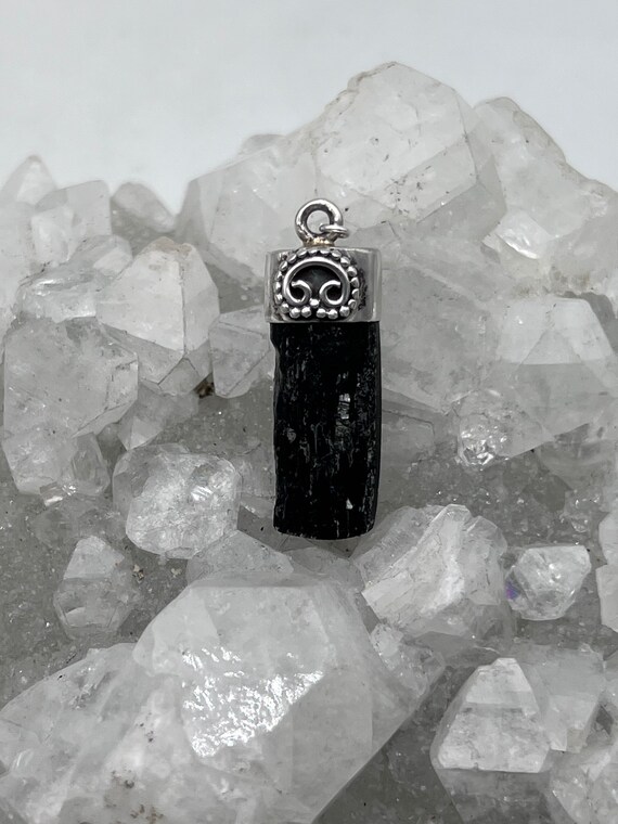CLEARANCE Rough Black Tourmaline Pendant Etsy