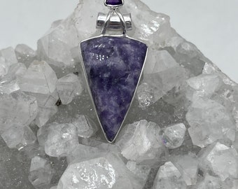 Purple Lepidolite and Amethyst Pendant