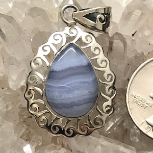 Beautiful Blue Lace Agate Pendant Necklace.
