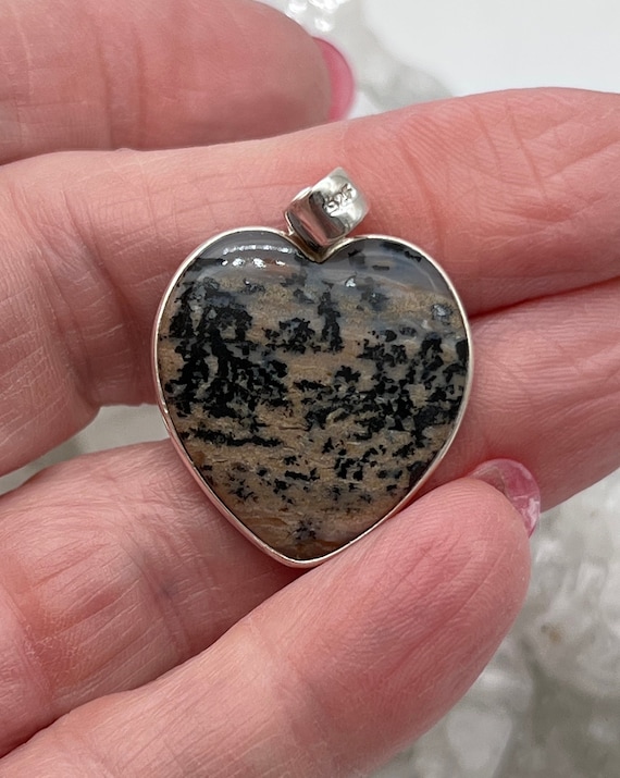 Dendrite Opal Heart Pendant