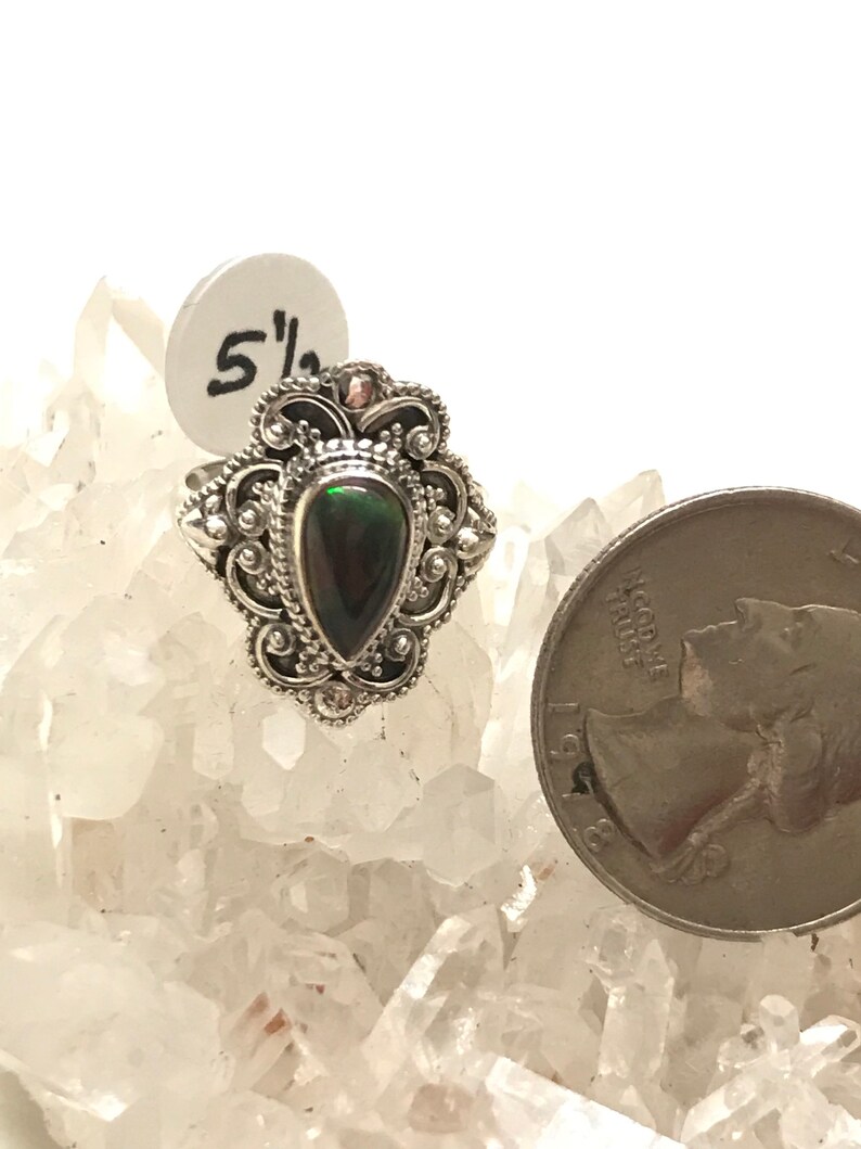 Size 5 12 Black Opal Ring