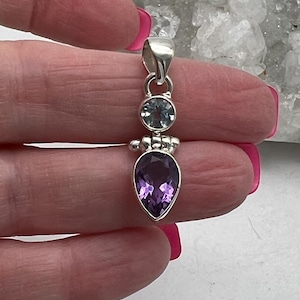 Petite Amethyst and Blue Topaz Pendant
