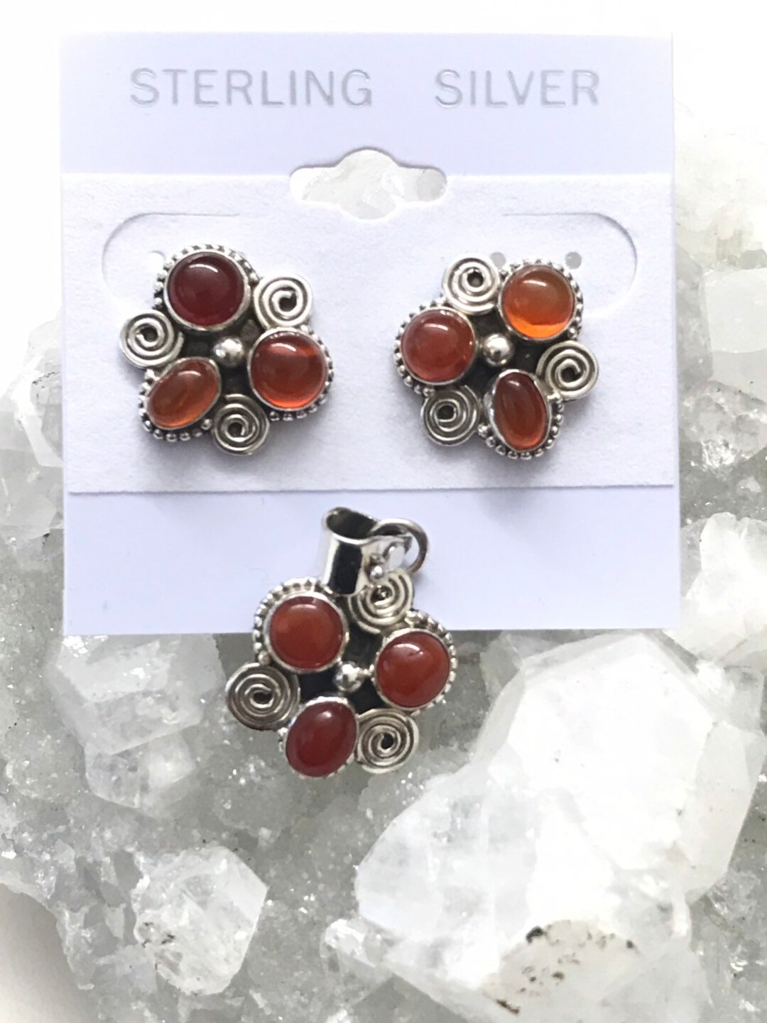 Orecchini Rotondi In Corniola E Argento 925 CARNELIAN | Orecchini A Perno In Argento Sterling Con Pietra Preziosa Afghana, Gioielli Artigianali In Confezione Regalo