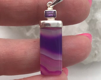 CLEARANCE Petite Pink Onyx and Amethyst Pendant