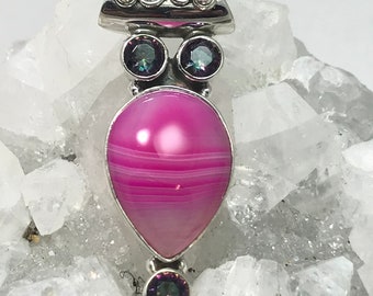 Pink Onyx and Mystic Topaz Pendant