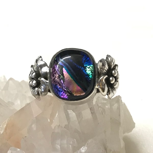 Fancy Dichroic Glass Ring Size  6