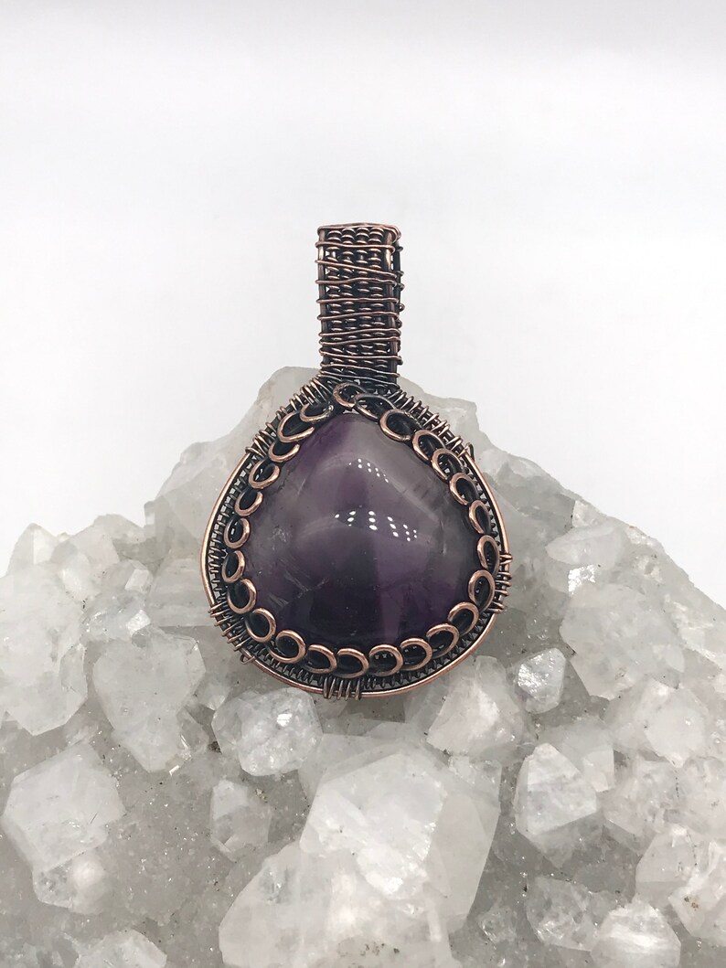 Beautiful Wire Wrapped Chevron Amethyst Pendant