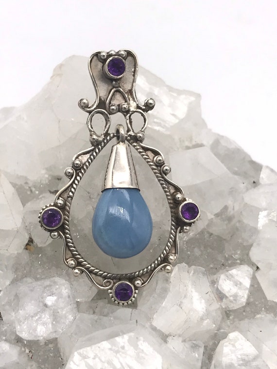 Gorgeous Owyhee Opal and Amethyst Pendant Etsy UK