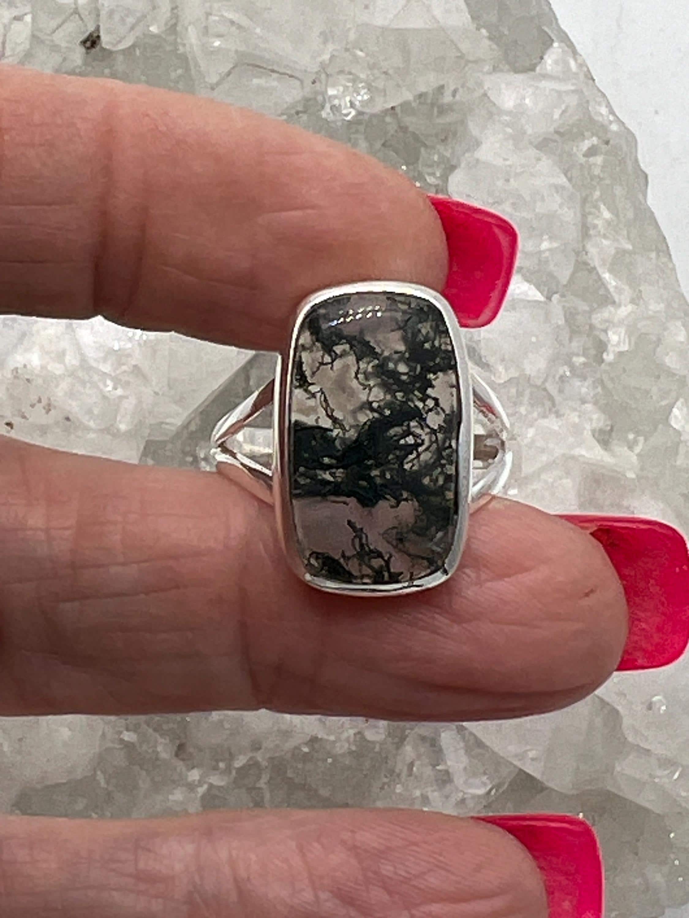 モスアゲートリング、サイズ9 - Etsy 日本