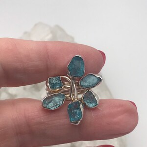CLEARANCE Neon Blue Rough Apatite Ring Size 7 1/2.