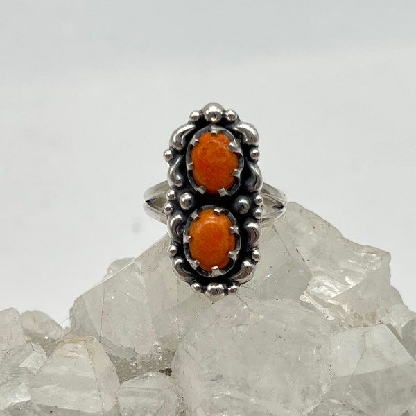 Orange Coral Ring, Size 6 1/2