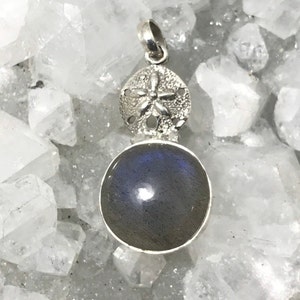 CLEARANCE Petite Labradorite and Sand Dollar Pendant
