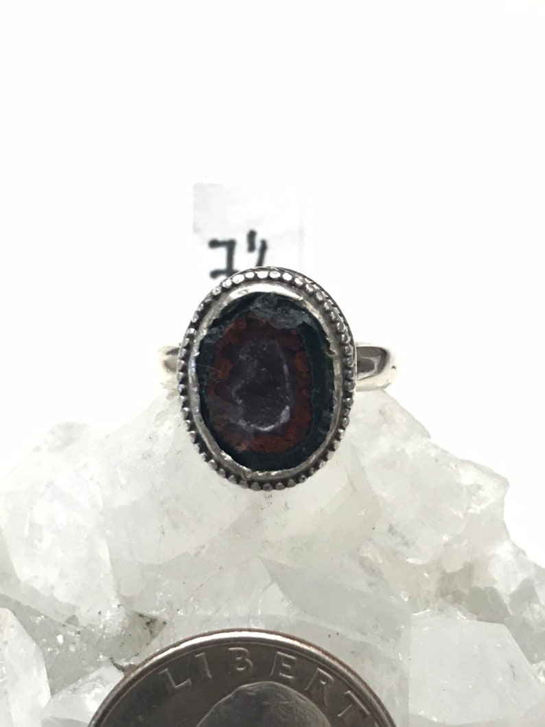 Black Geode Druzy Ring Size 7 12