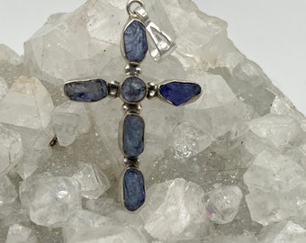 Rough Tanzanite Cross Pendant