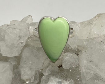 Lemon Chrysoprase Heart Ring, Size 8