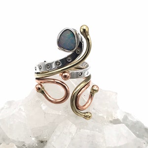 Abstract Ethiopian Opal Ring, Size 6