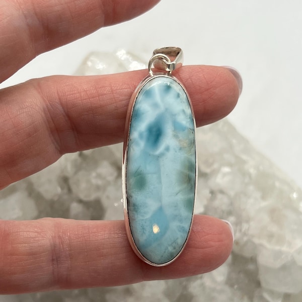 Large Oval Larimar Pendant