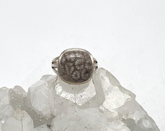 Amazing Fossilized Coral Ring, Size 5 1/2