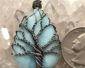 Beautiful Larimar Tree of Life Pendant