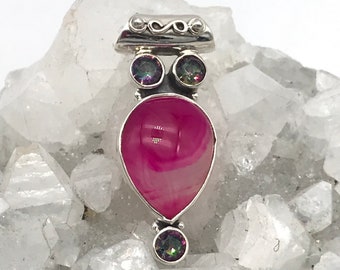 Pink Onyx and Mystic Topaz Pendant