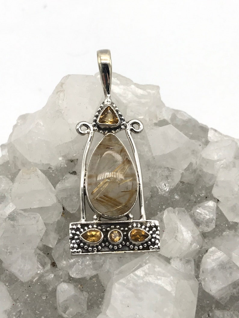 Rutilated Quartz and Citrine Pendant