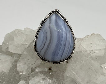 CLEARANCE Blue Lace Agate Ring, Size 7