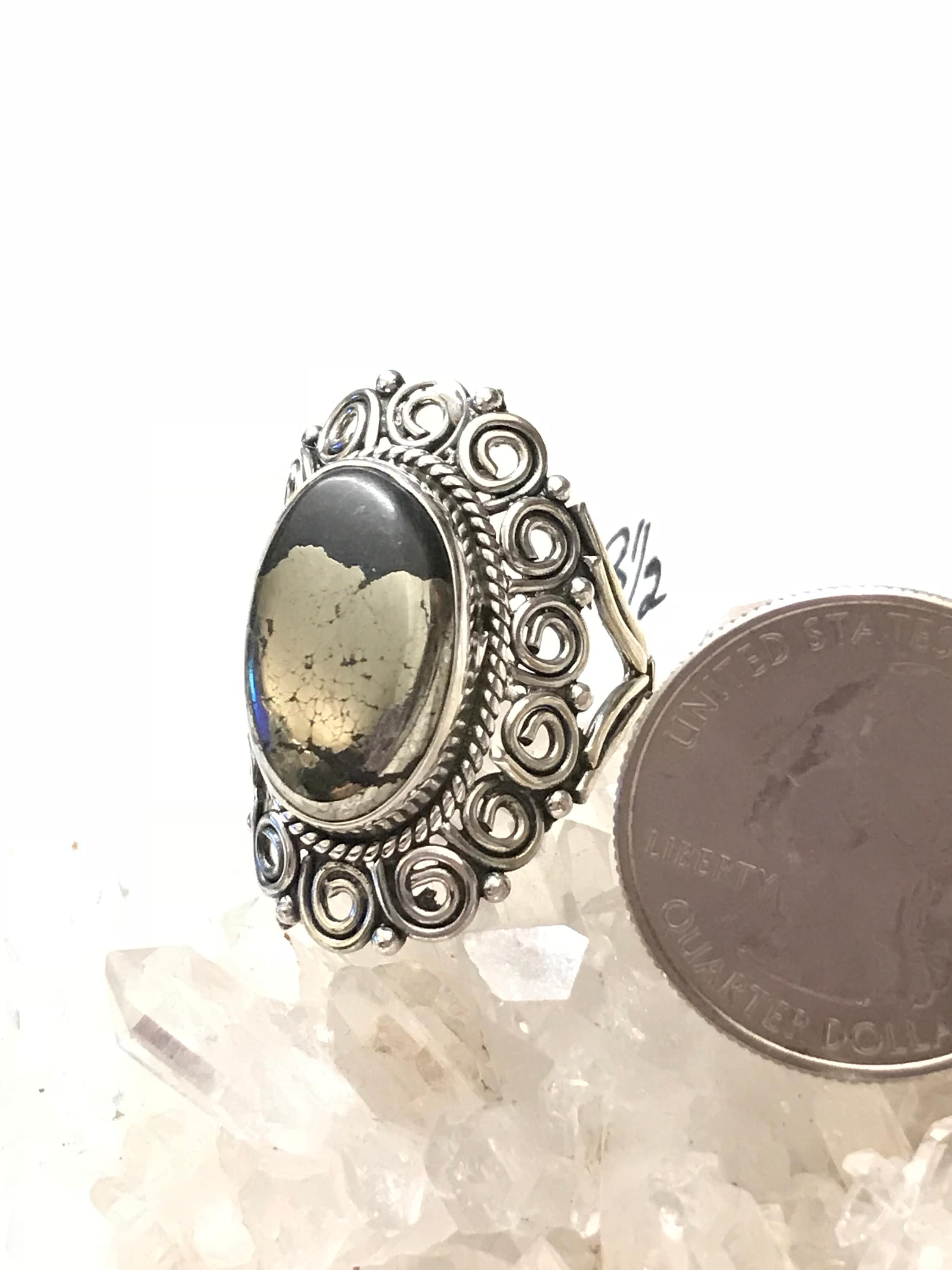 Pyrite/healer's Gold and Magnetite Ring Size 8 1/2 - Etsy