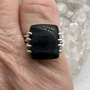 Hawk Eye-Blue Tigers Eye Ring, Size 6