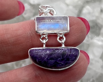 Charoite and Moonstone Pendant