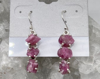 Abstract Natural Pink Tourmaline Earrings