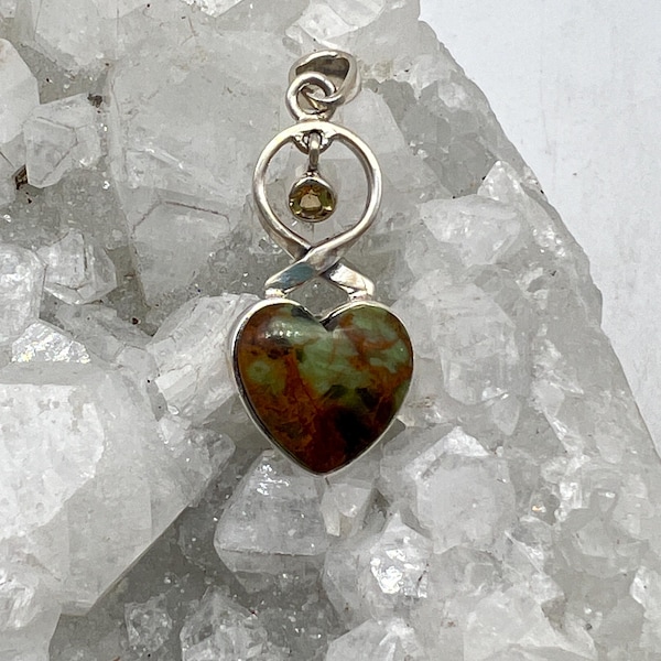 Green Chrysoprase and Citrine Heart Pendant