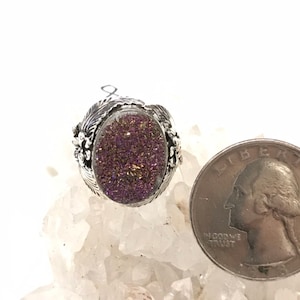 Pink Druzy Ring, Size 8