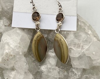 Imperial Jasper and Smokey Quartz Earrings