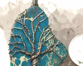 CLEARANCE Beautiful Ocean Jasper Tree of Life Pendant