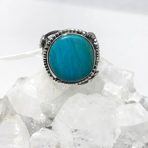 Genuine Peruvian Blue Opal  Ring, Size 6 1/2